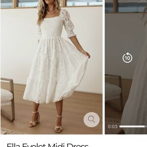 Baltic Born White Ella Eyelet Midi Dress